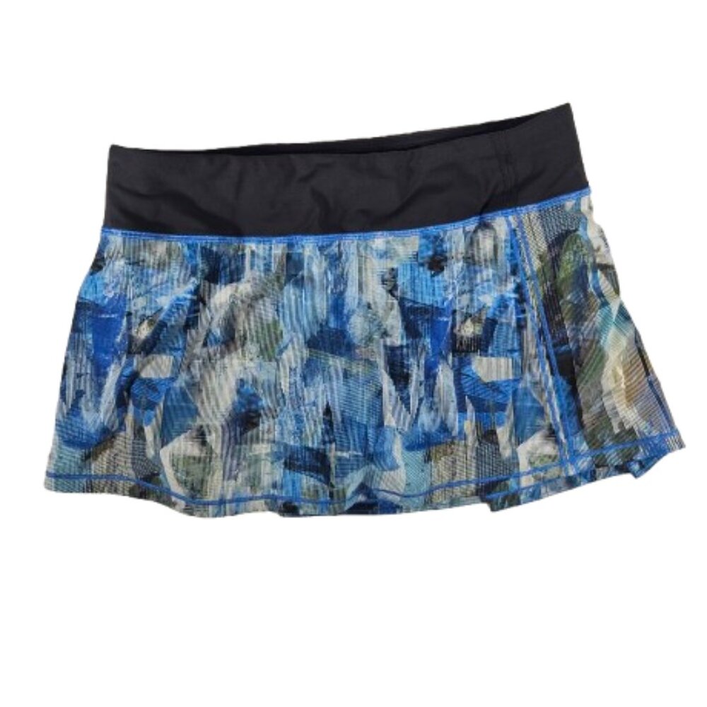 Lululemon Pace Rival Play Off Pleats Skirt Blue Black Women's Size 8 Athleisure